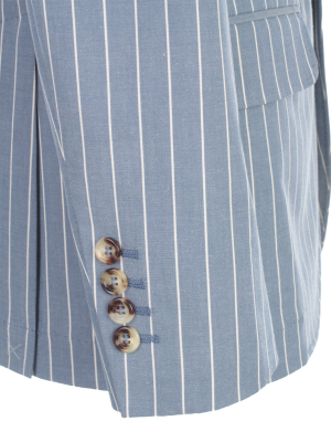 Brunello Cucinelli Pinstriped Single Breasted Blazer