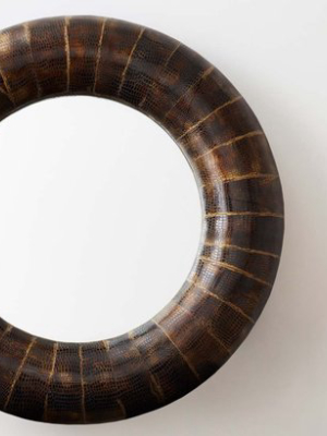Wood And Horn Round Mirror