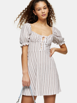 Textured Stripe Mini Tea Dress