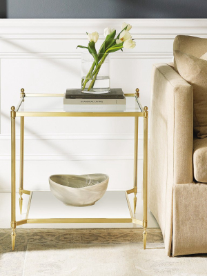 Square Pom End Table-brass