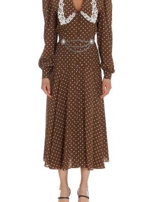 Alessandra Rich Polka-dot Printed Midi Dress