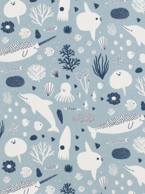 Valencia Dress - Sea Creatures Pale Blue & Navy