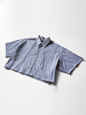 Up By Beth - Reworked Button-down Shirt  / Cobalt Stripe