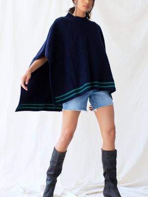 Harbour Stripe Cable Poncho