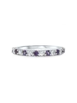 Pompeii3 1/2ct Alexandrite & Diamond Half Eternity Ring 14k White Gold Sz5 (not Enhanced)