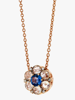 Diamond & Blue Sapphire Pendant Necklace