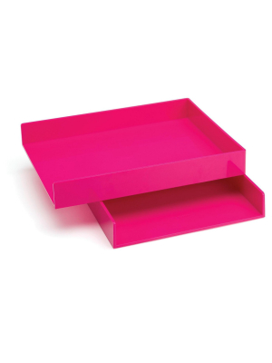 Poppin Front Loading Letter Trays, Pink, 2/pack 100215