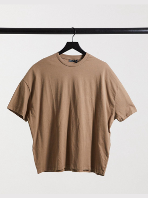 Asos Design Oversized T-shirt In Brown