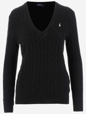 Polo Ralph Lauren Logo Embroidered V-neck Jumper