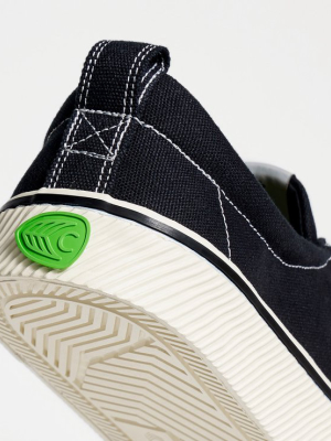 Oca Low Stripe Washed Black Canvas Contrast Thread Sneaker Women