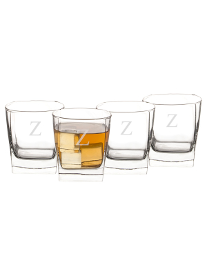 Cathy's Concepts 10.5oz 4pk Monogram Whiskey Glasses A-z