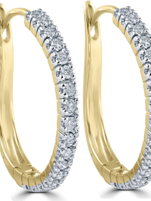 Pompeii3 1/2 Ct Diamond Hoops 10k Yellow Gold 1" Tall