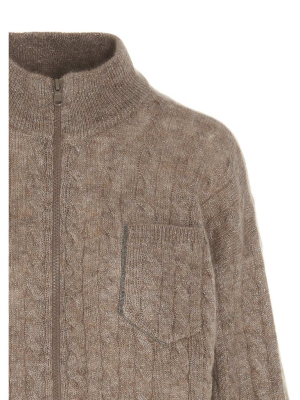 Brunello Cucinelli Cable Knit Zipped Cardigan