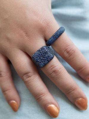 14kt White Gold Blue Sapphire Square Ring