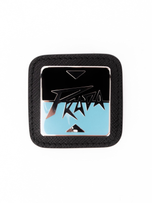 Prada Logo Embossed Square Brooch