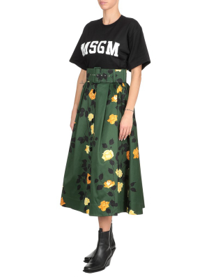 Msgm Floral Buttoned A-line Skirt