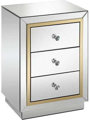 Studio 55d Laila Gold-trimmed Mirrored 3-drawer Side Table