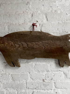 Vintage Wood Carved Pig