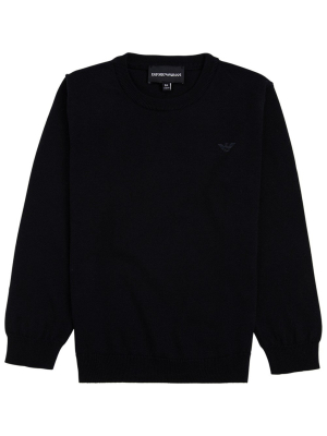 Emporio Armani Kids Logo Detail Knit Jumper