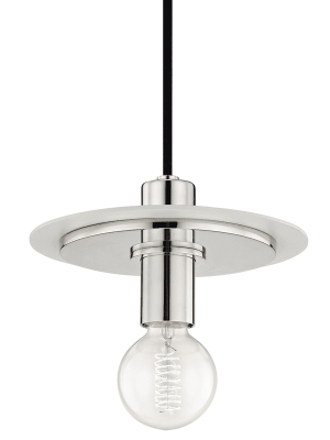 Milo 1 Light Small Pendant - Polished Nickel/white