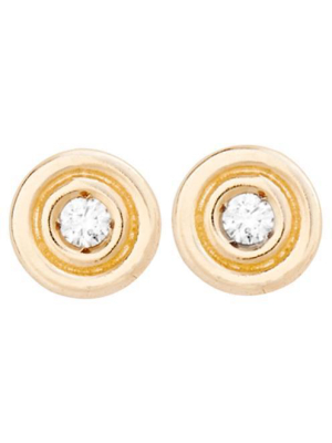 Double Ring Stud Earrings With Diamond