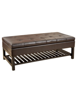 Miriam Wood Rectangle Storage Ottoman Bench With Bottom Rack - Espresso - Christopher Knight Home