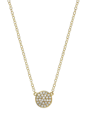 Mini Diamond Disk Necklace - Yellow Gold