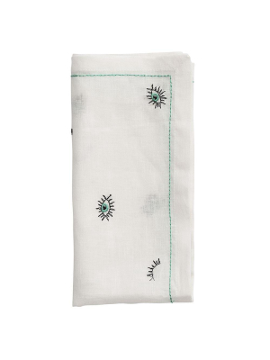 Kim Seybert Bohemia Napkin - Set Of 4 - White & Seafoam