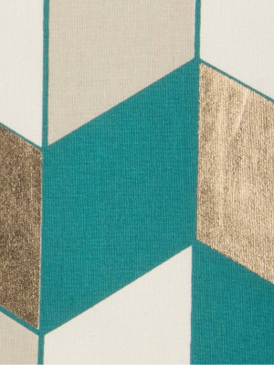 20"x20" Geometric Diamond Throw Pillow Teal - Rizzy Home