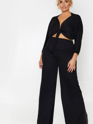 Plus Black Crepe Wide Leg Pants