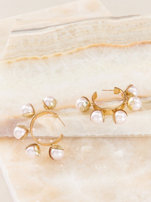 Mini Delfina Pearl Hoop Earrings Blush