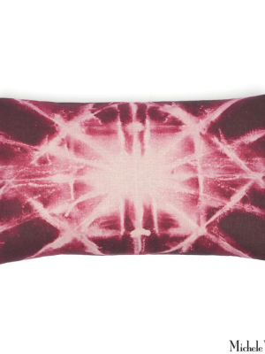 Printed Linen Pillow Starburst Plum 12x22