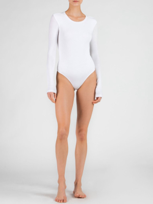 Modal Rib Long Sleeve Bodysuit - White
