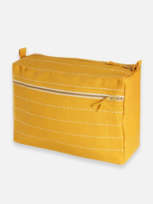 Pin Stitch Large Toiletry Bag - Mustard