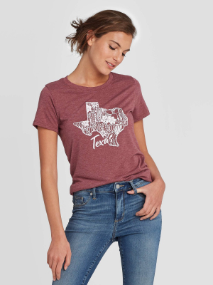 Women's Short Sleeve Texas Succulent Graphic T-shirt - Awake Burgundy