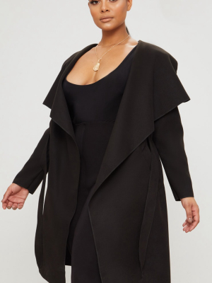 Plus Black Waterfall Coat