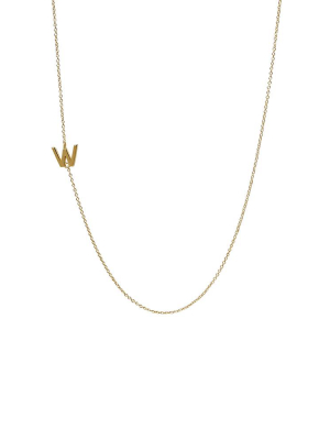 "w" Offset Initial Necklace