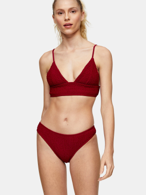 Burgundy Shirred Classic Bikini Bottoms