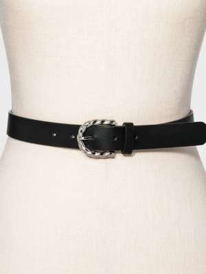 Women's Silver Rope Buckle Belt - A New Day™ Black