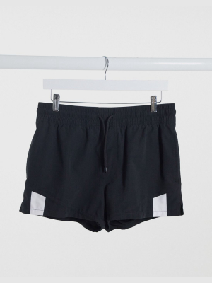 Asos Design Swim Shorts With Cut And Sew In Black Super Short Length