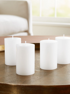 2"x3" White Pillar Candles, Set Of 4