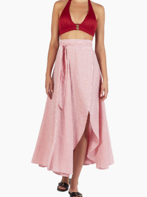 Milu Wrap Skirt - Red Texture