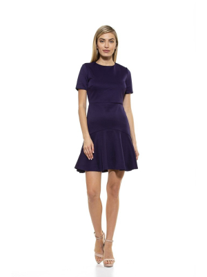 Monica Crewneck Midi Flounce Dress