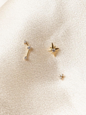 Trillion Diamond White Gold Stud Earrings