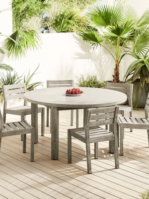 Concrete Outdoor Round Dining Table & 6 Portside Solid Wood Chairs Set