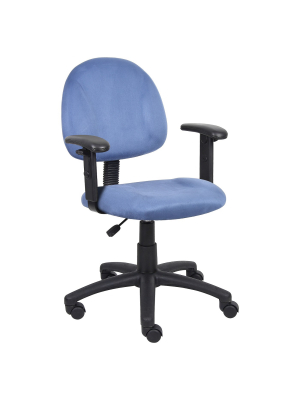 Microfiber Deluxe Posture Chair With Adjustable Arms Blue - Boss Office Products