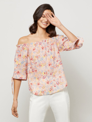 Off-the-shoulder Boho Drawstring Top