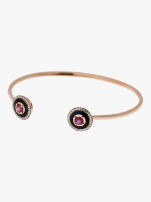 Black Enamel Rhodolite And Diamond Bracelet