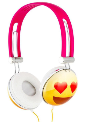 Nerd Block Emoji Overhead Stereo Headphones, Heart Eyes