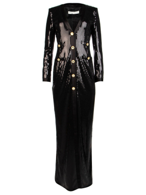 Alessandra Rich Sequin-embellished Buttoned Maxi Dress